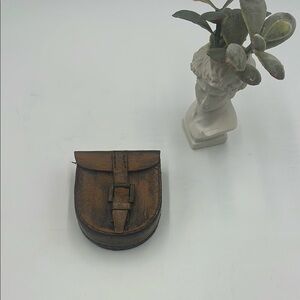 Vintage Brown Leather Compass Holder